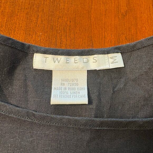 Tweeds Black Linen Top Size Medium - Picture 2 of 5